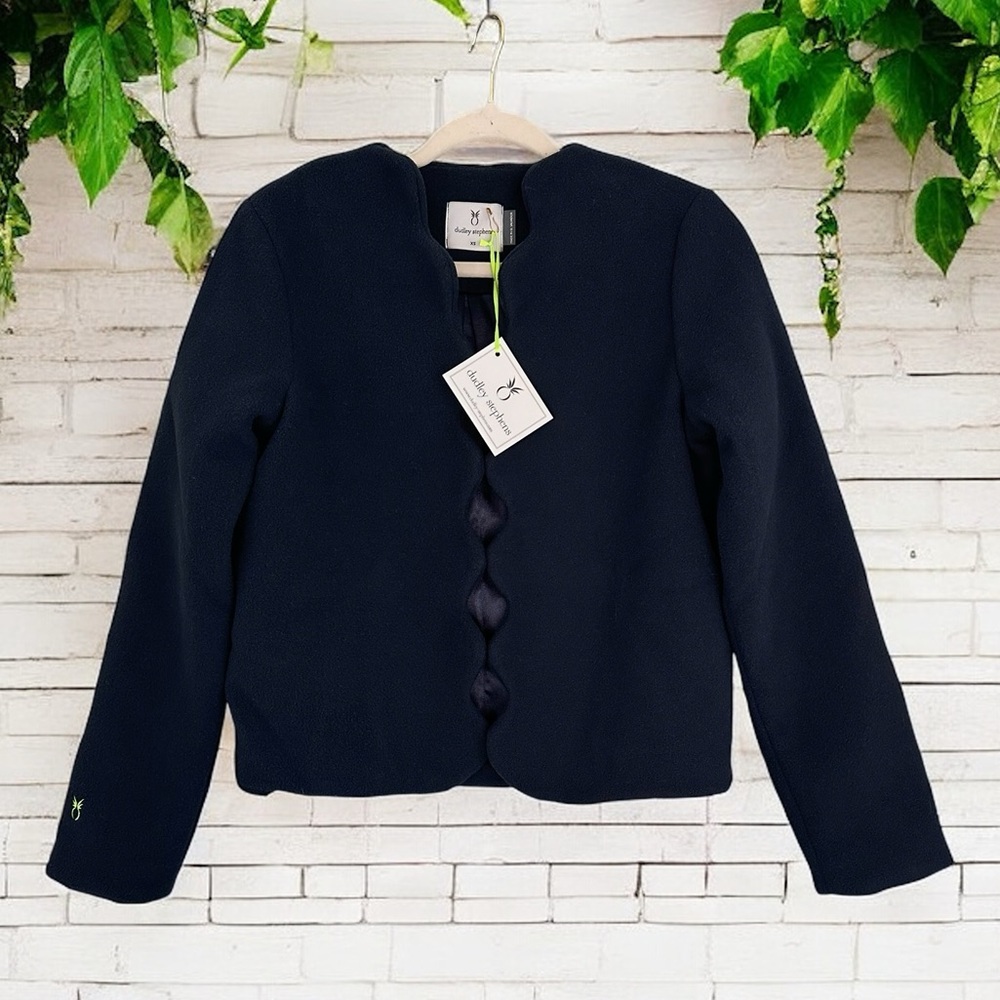908 Dudley Stephens Coach House Blazer Navy Blue Vello Fleece XS NWT